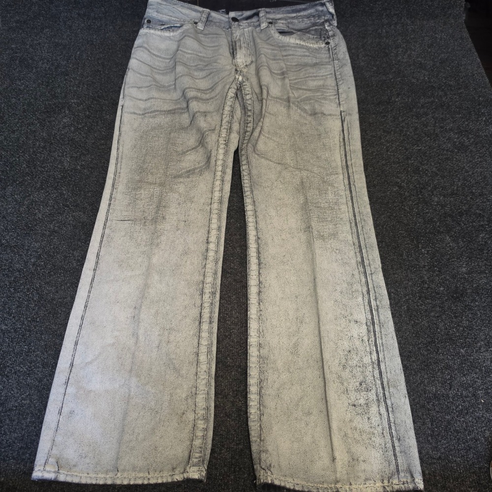 True Religion Straight WFLP Big T Grey Acid Wash Jeans Mens 36 MVG859EDG